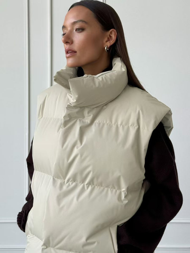Damen Steppweste mit hohem Kragen und Taschen Drune