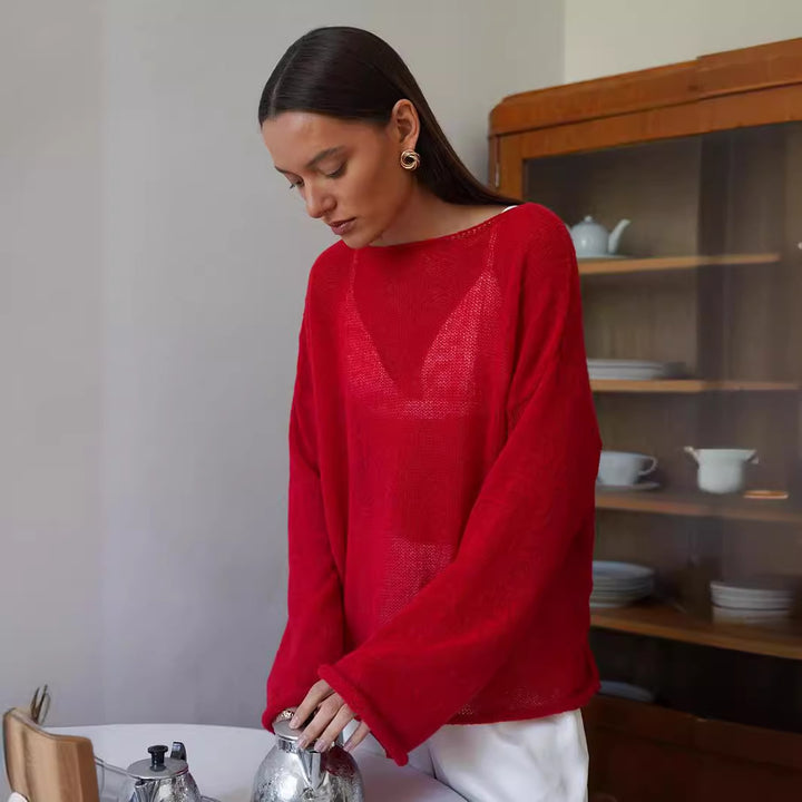 Damen Luftiger Strickpullover mit weitem Schnitt und lässigem Look Drune