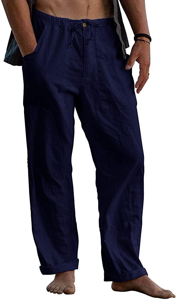 Herren nan leichte Leinenhose mit elastischem Bund und geradem Schnitt Drune