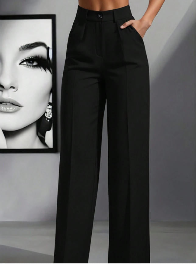 Damen elegante weite Bundfaltenhose Drune