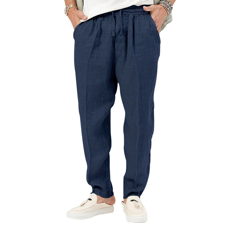 Herren Leichte Leinenhose mit elastischem Bund und praktischen Eingrifftaschen Drune