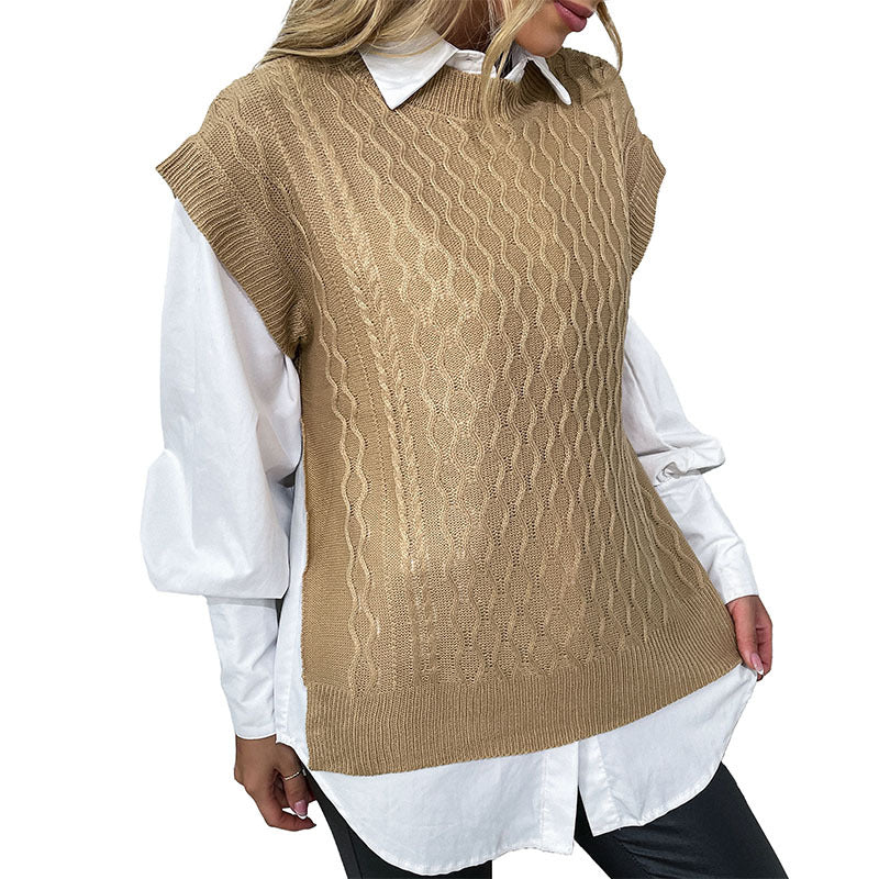 Damen Strickpullover mit hohem Kragen und offenem Schnitt Drune