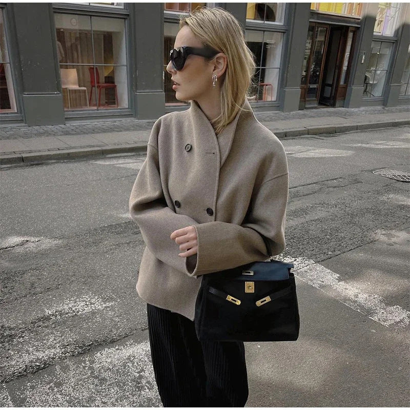 Damen Modische Wolljacke mit übergroßem Schnitt Drune