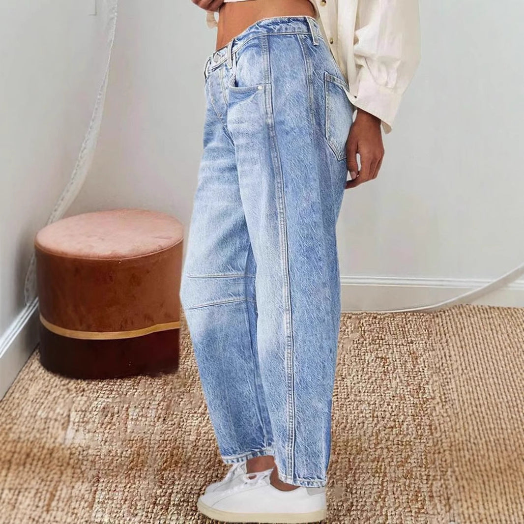 Damen Hoch Taillierte Baggy Jeans Drune