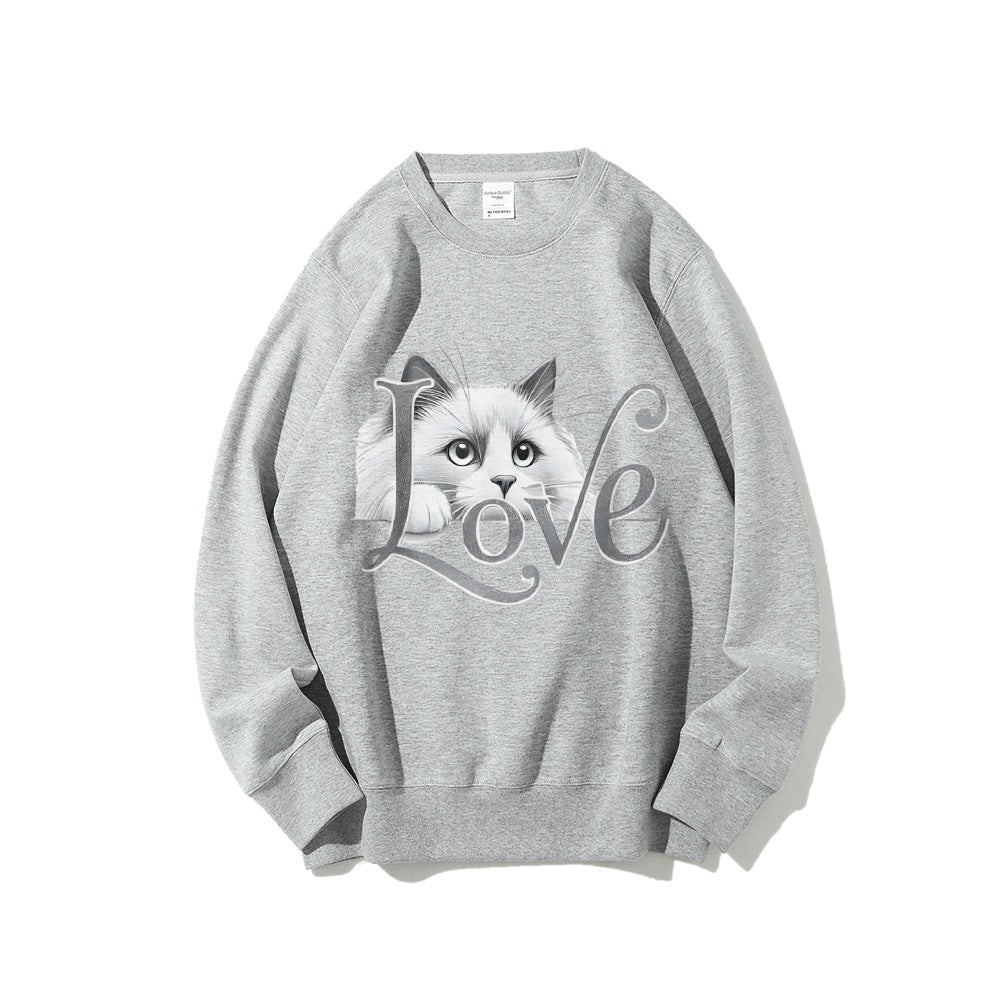 Damen Sweatshirt mit verspieltem Katzenmotiv und lässigem Schnitt Drune