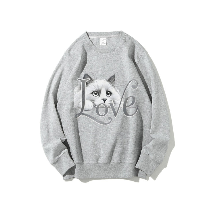 Damen Sweatshirt mit verspieltem Katzenmotiv und lässigem Schnitt Drune