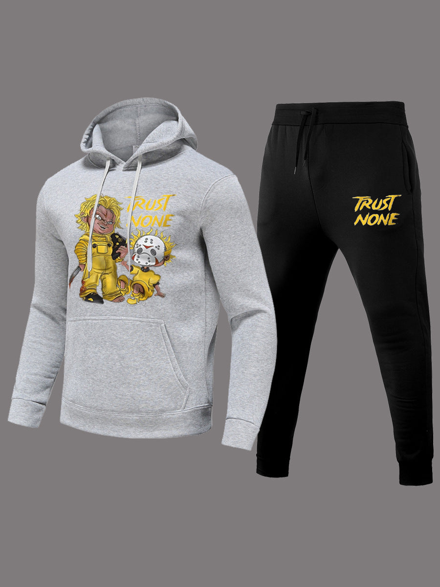 Damen Kapuzenpullover und Jogginghose Set mit kreativem Druckdesign Drune