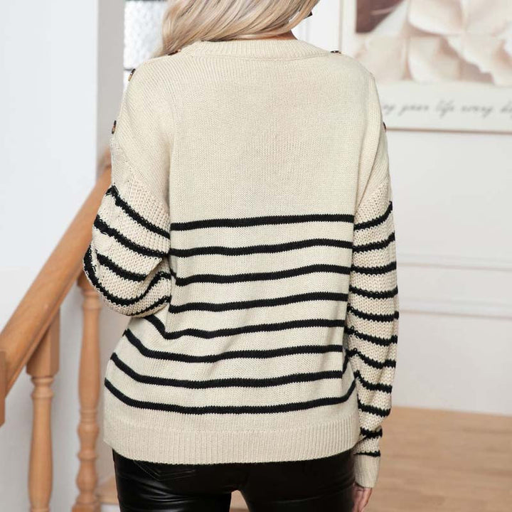 Drune | Elegante Strickjacke mit Knöpfdetails Acryl Gestreift, Bequem