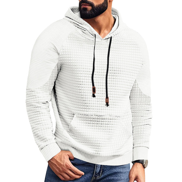 Herren nan gequilteter Kapuzenpullover mit quadratischer Struktur und Kängurutasche Drune