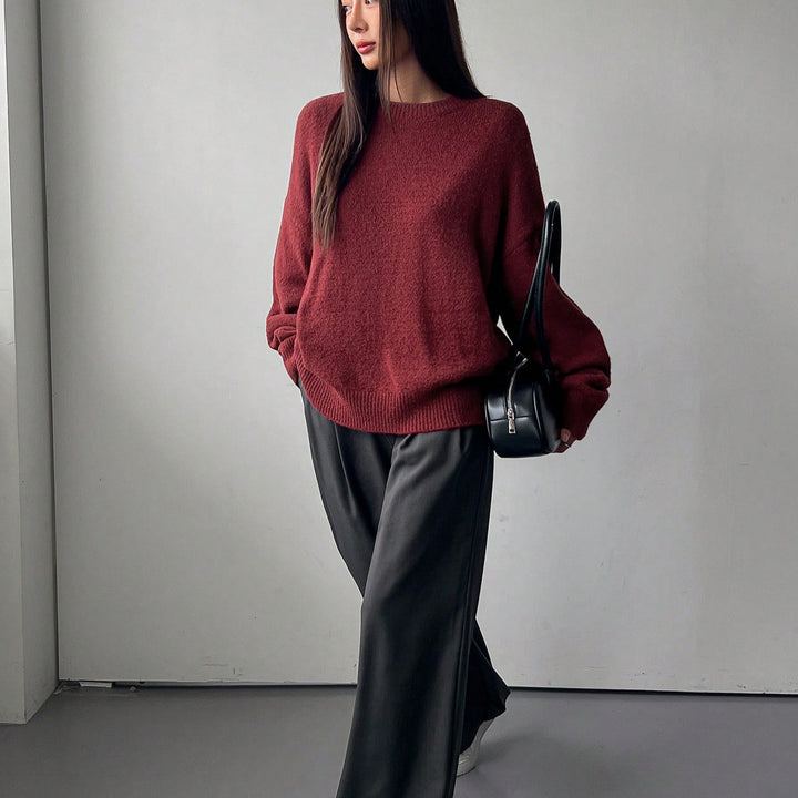 Damen Grobstrickpullover mit lässigem Schnitt und voluminösen Ärmeln Drune