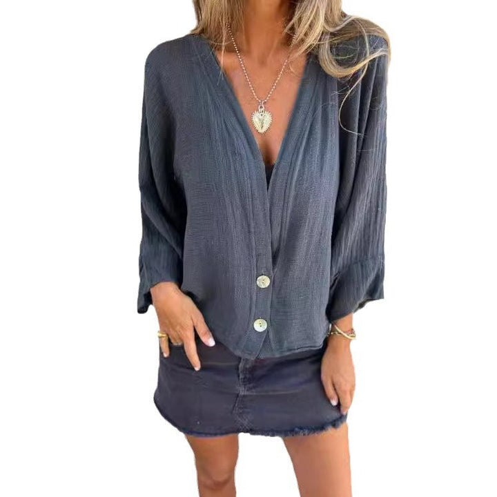 Damen Luftige und lockere Sommerjacke mit Knopfdetails Drune