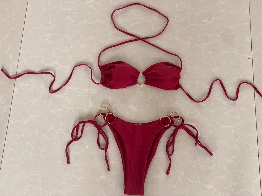 Damen Bandeau-Bikini mit goldenen Akzenten Drune
