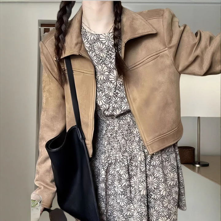 Damen Lässig cropped Jacke Drune