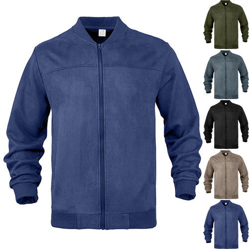 Herren nan Wildleder-Blousonjacke im Bomberstil mit elastischen Rippbündchen Drune