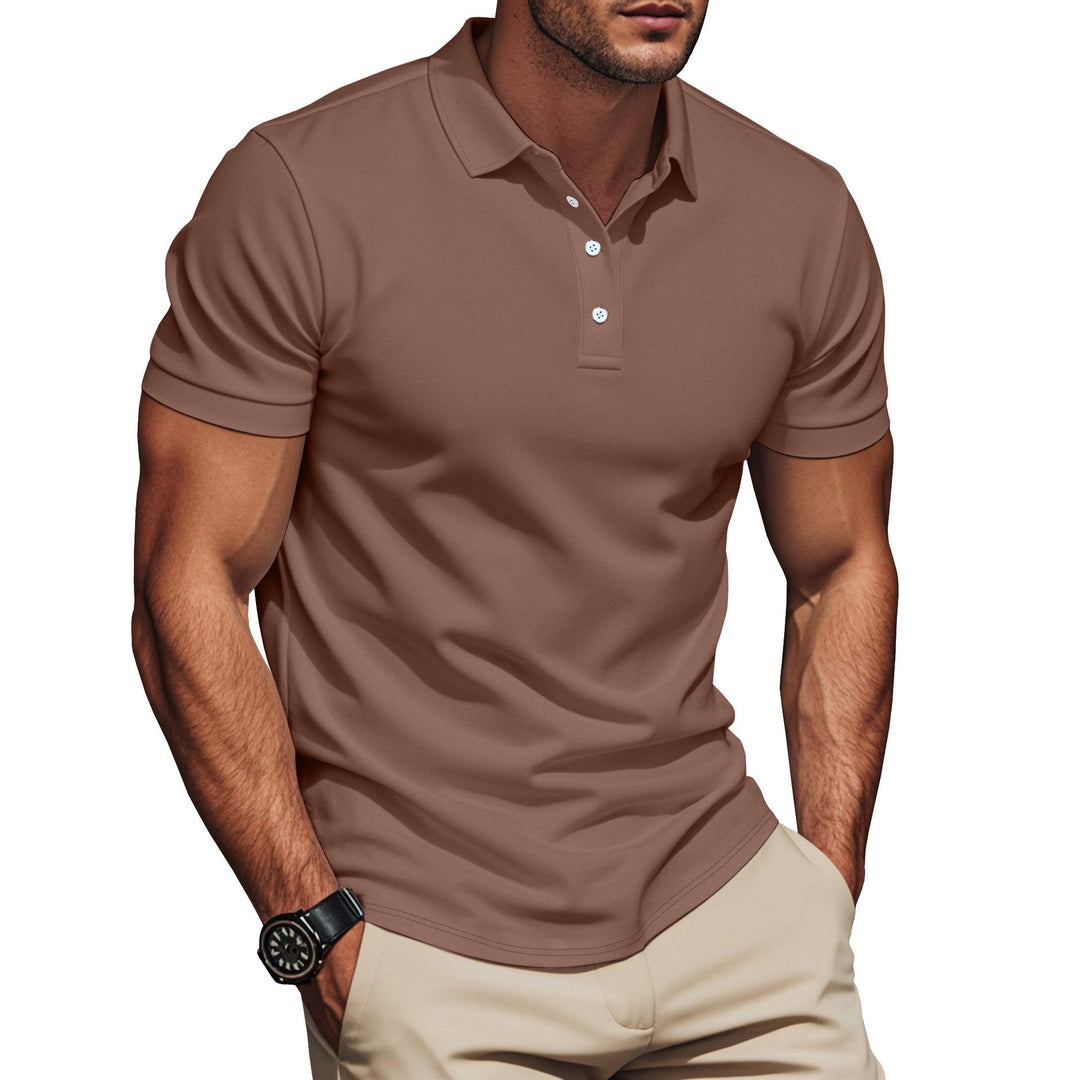 Herren nan Pima-Baumwoll-Polo mit Kentkragen, schmaler Silhouette und verstärkter Knopfleiste Drune