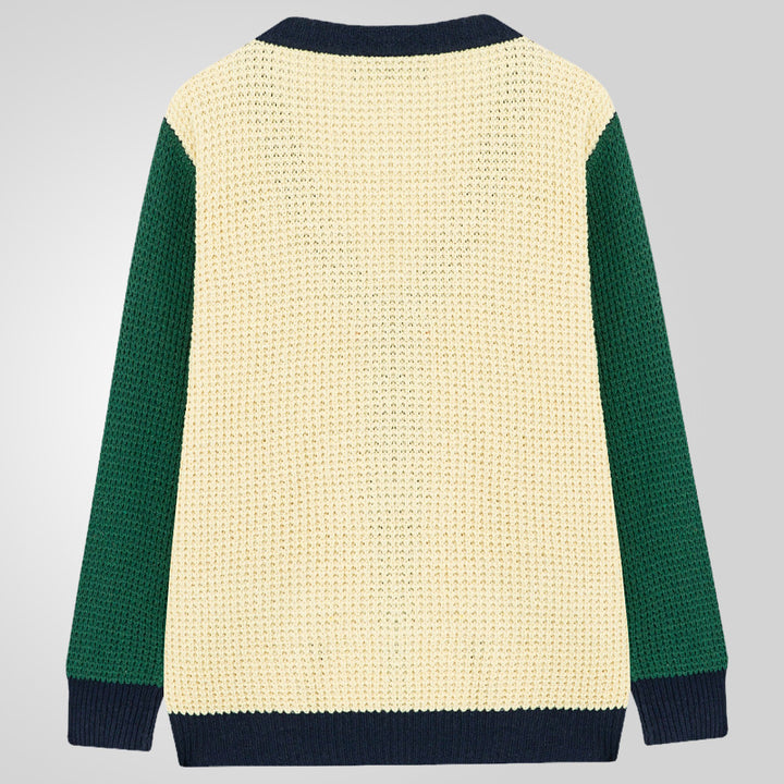 Herren Lässige Strickjacke im modernen Waffelmuster mit Kontrastärmeln und praktischen Taschen Drune