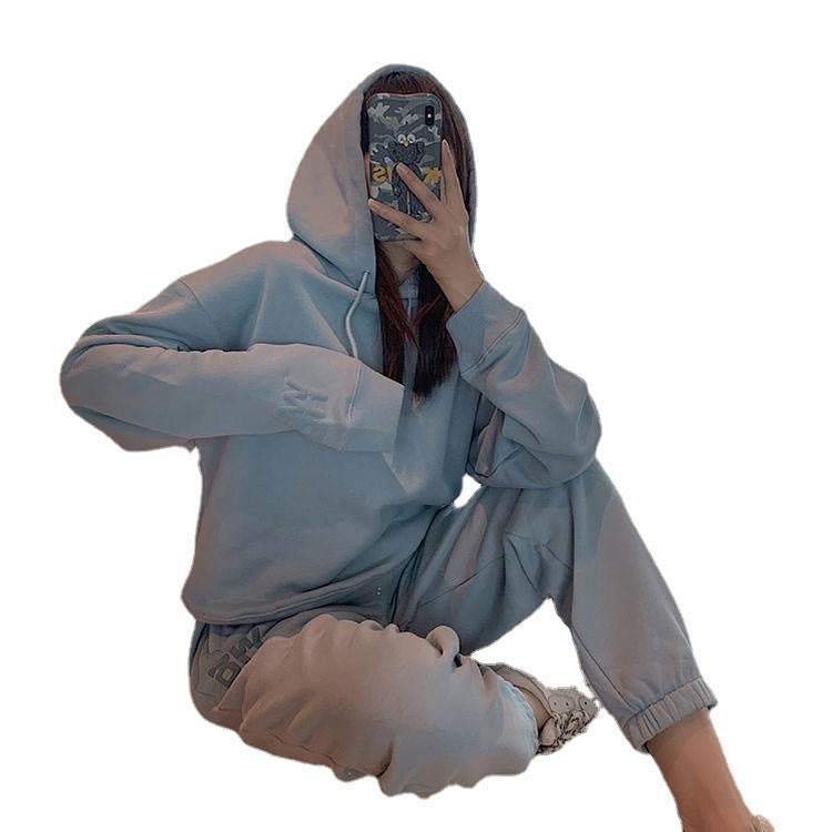 Damen Sportliches Fleece-Hoodie-Set mit weichem Innenfutter Drune