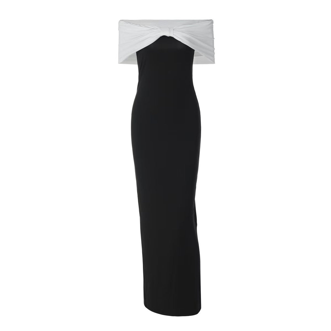 Damen Elegantes Maxikleid mit schulterfreiem Design und tailliertem Schnitt Drune