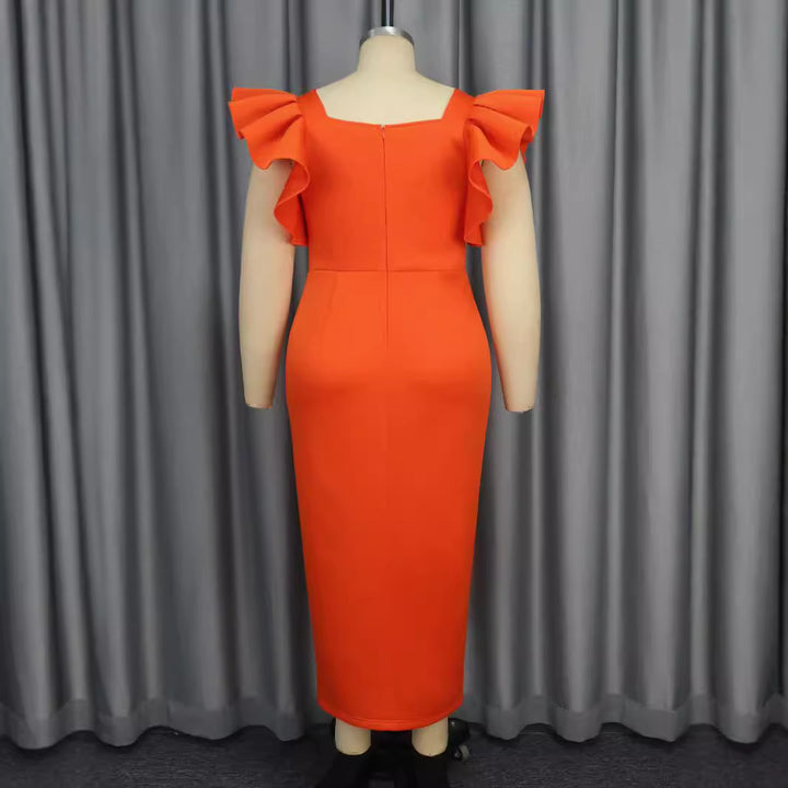 Damen Elegantes Maxikleid mit Puffärmeln und funkelnden Akzenten Drune