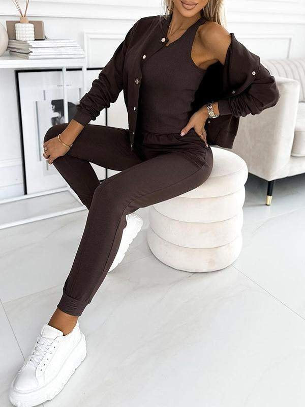 Damen Sportanzug mit kurzem Oberteil und urbaner Jacke Drune