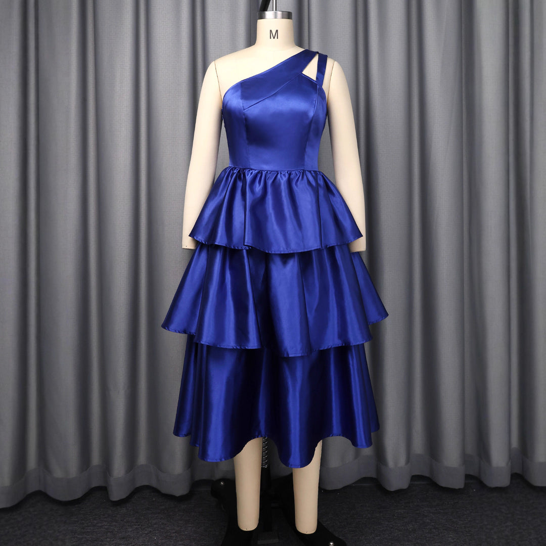 Damen festliches Wickelkleid mit voluminösem Rüschendesign Drune
