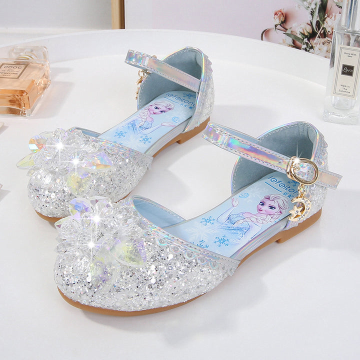 Mädchen Glitzernde Ballerinas mit Blumenapplikationen Drune