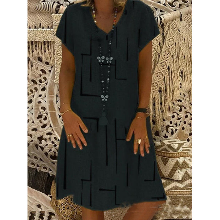 Damen Freizeitkleid aus Leinen mit minimalistischem Druck Drune