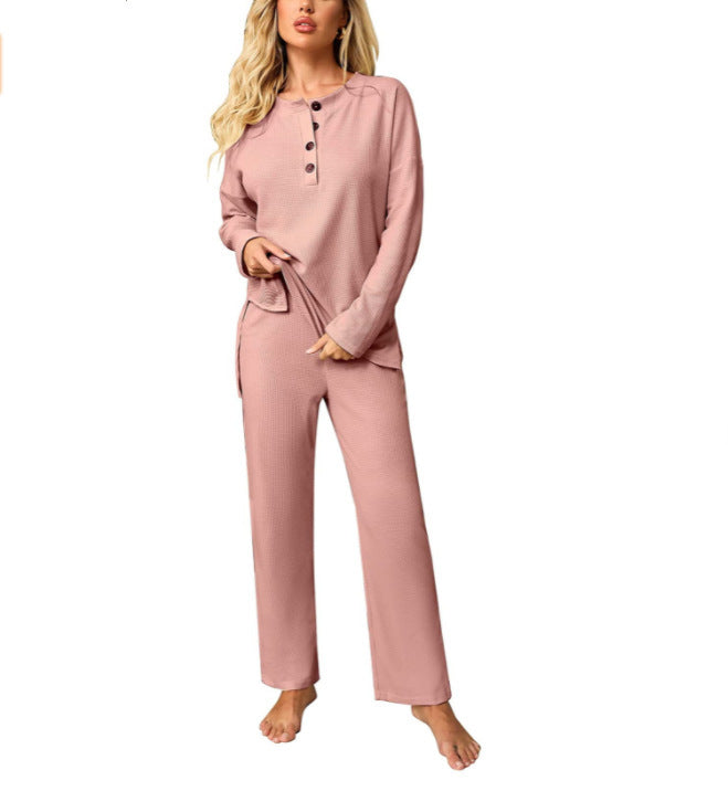 Damen lässiges Freizeitanzug-Set mit Knopfdetail und weitem Schnitt Drune