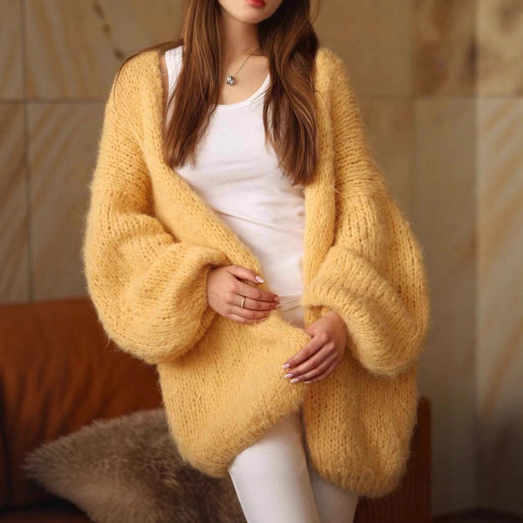 Damen Kuschelige Oversized Strickjacke mit voluminösen Ärmeln Drune