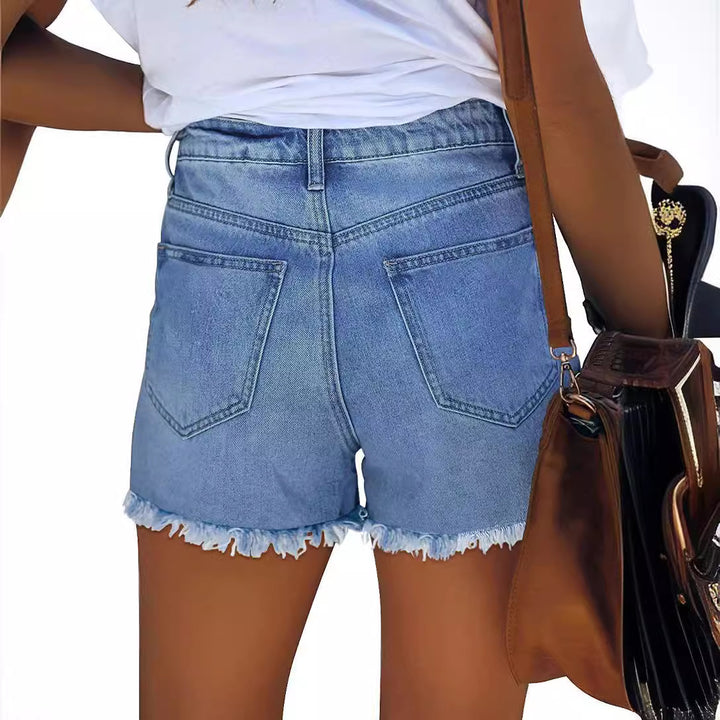 Damen Destroyed Denim-Shorts mit kreativen Patch-Details Drune