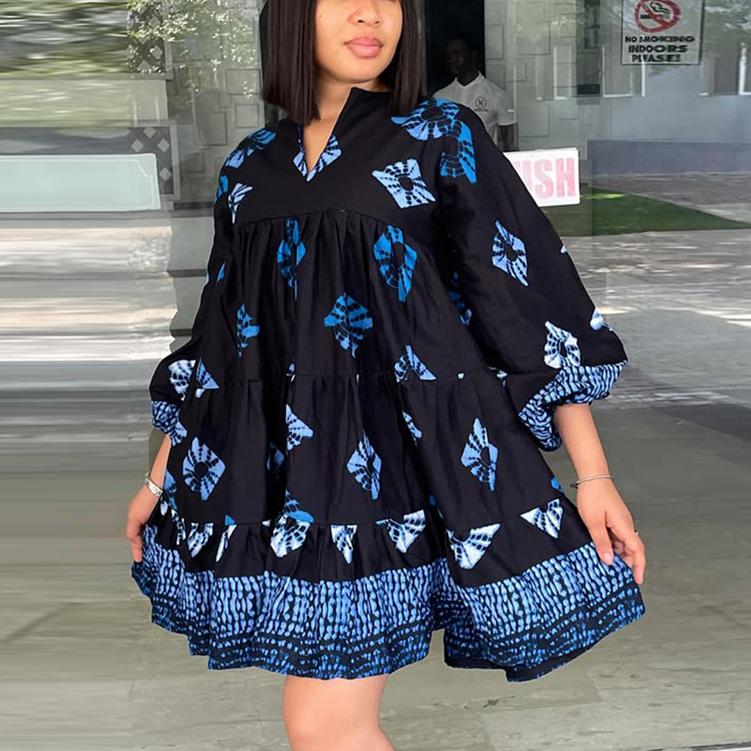 Damen Freizeitkleid mit lässigem Schnitt und voluminösen Ärmeln Drune