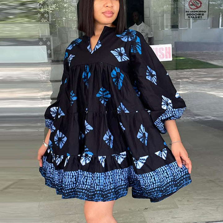 Damen Freizeitkleid mit lässigem Schnitt und voluminösen Ärmeln Drune