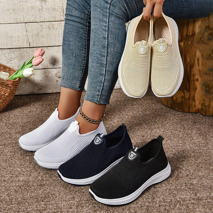 Damen Leichte Slip-On Sport Sneakers mit atmungsaktivem Strickobermaterial Drune