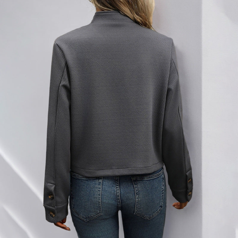 Damen Kurzjacke mit strukturiertem Stoff und modischen Knöpfen Drune
