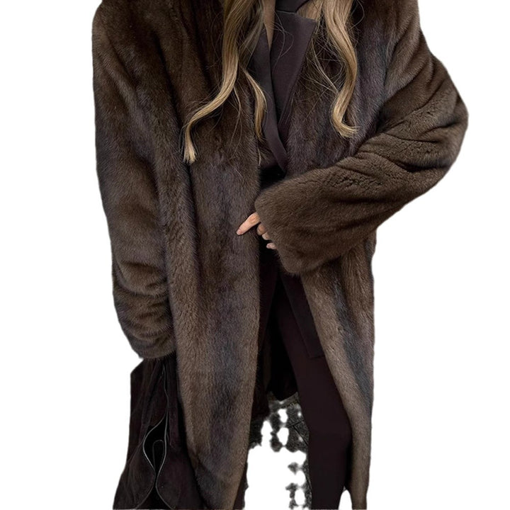 Damen Eleganter und flauschiger Langmantel aus Kunstfell Drune