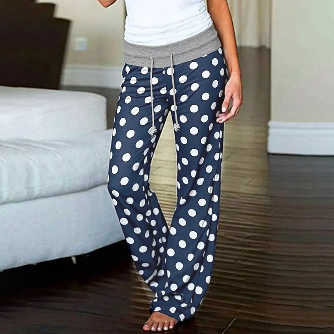 Damen Freizeithose mit weitem Schnitt und farbenfrohem Polka Dot Design Drune