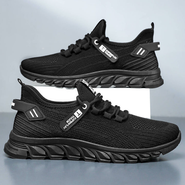 Herren nan atmungsaktiver Strick-Chunky-Sneaker mit elastischem Einstieg, stabiler Dämpfungssohle und Zuglasche Drune
