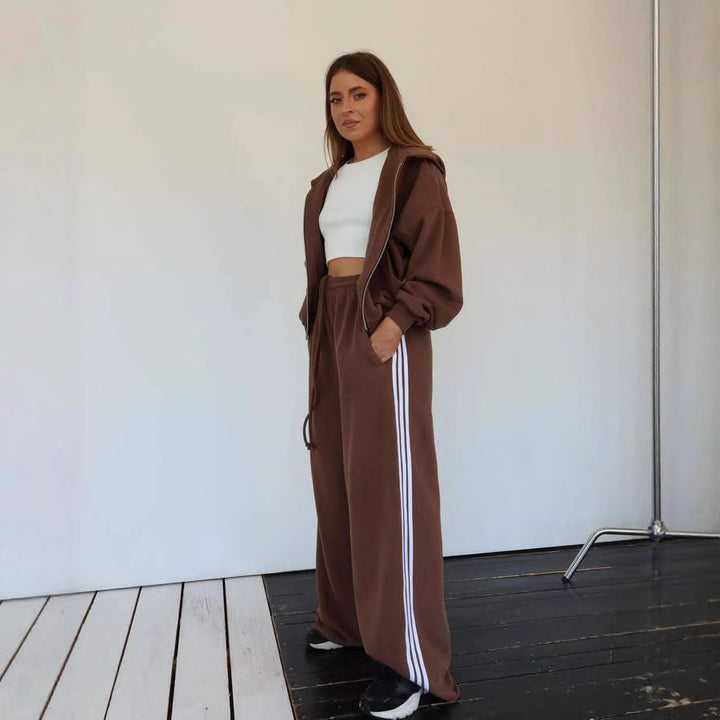 Damen Sportliches Lounge-Set mit cropped Hoodie und weitem Schnitt Drune