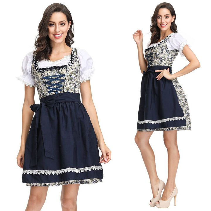 Damen nan traditionelles Dirndlkleid mit geschnürtem Mieder und abnehmbarer Schürze Drune