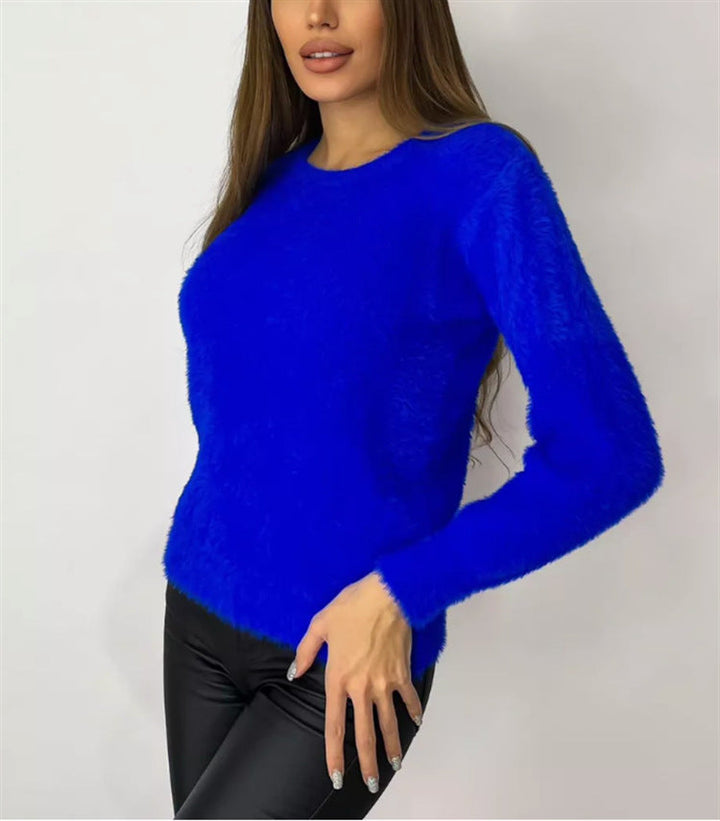 Damen Flauschiger Modischer Pullover Drune