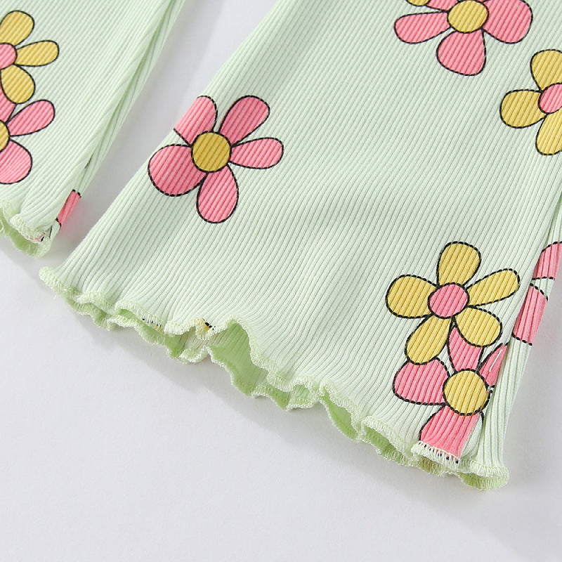 Mädchen Flared Leggings mit floralem Design Drune