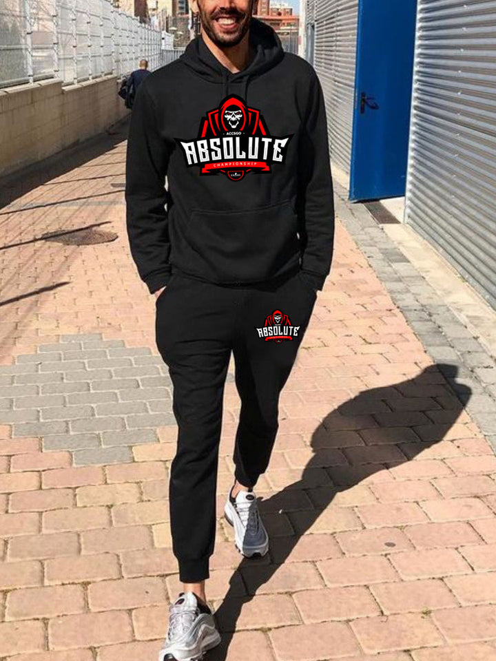 Herren Kapuzenpullover und Jogginghose Set mit sportlichem Grafikdruck Drune