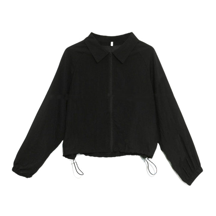 Damen modische cropped Windjacke mit Kordelzug Drune