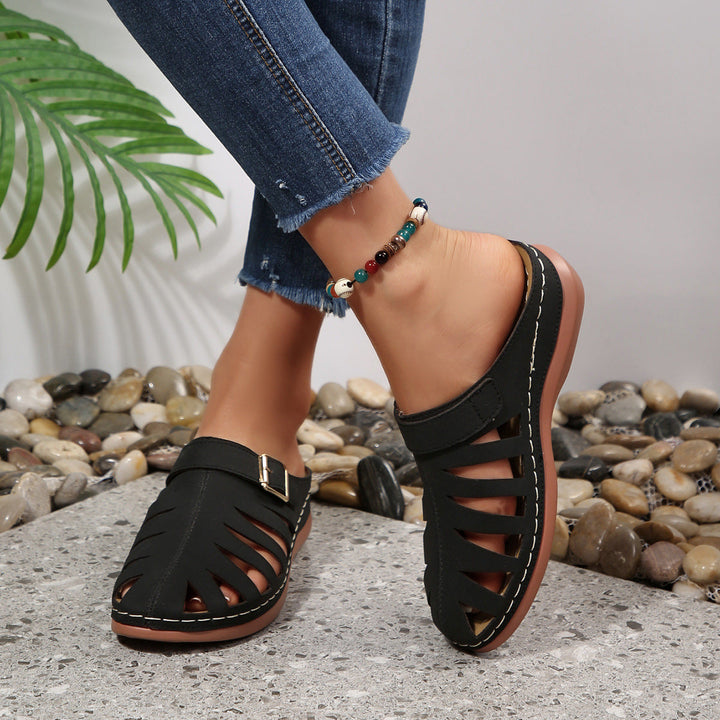 Damen offene Clogs mit modischem Schnitt und komfortabel verstellbarem Riemen Drune