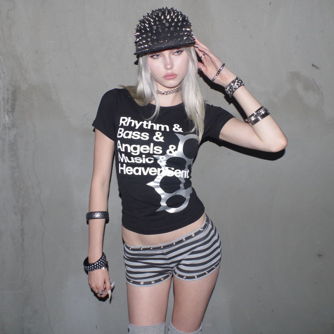 Damen Kurzarm T-Shirt mit kreativem Grafikdesign Drune
