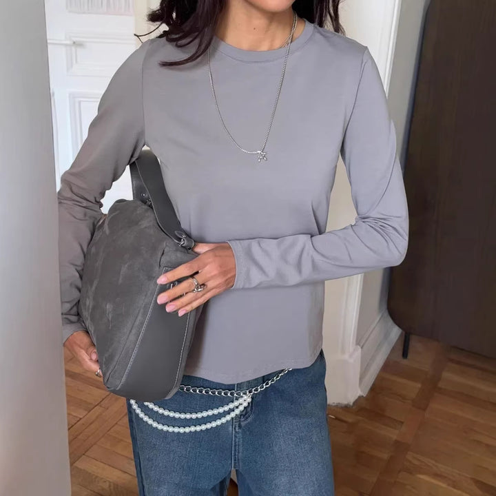 Damen Langarmshirt mit körperbetontem Schnitt und modischem Design Drune