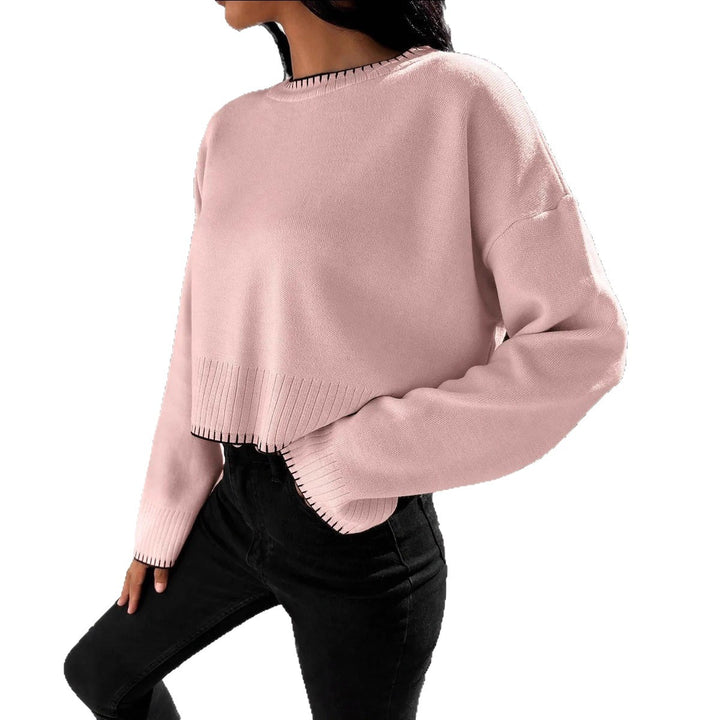 Damen lässiger cropped Pullover mit feinem Rippenstrick Drune
