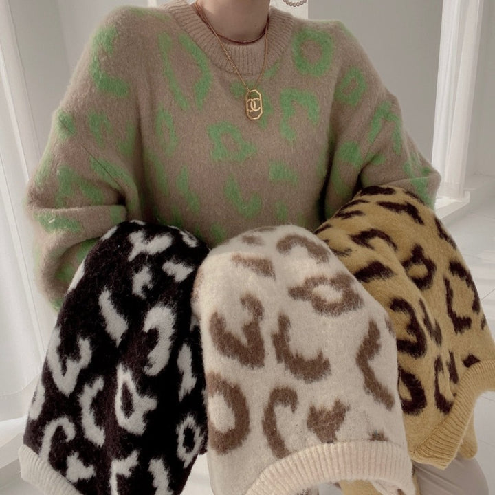 Damen Großer Pullover im Animal-Print Design Drune