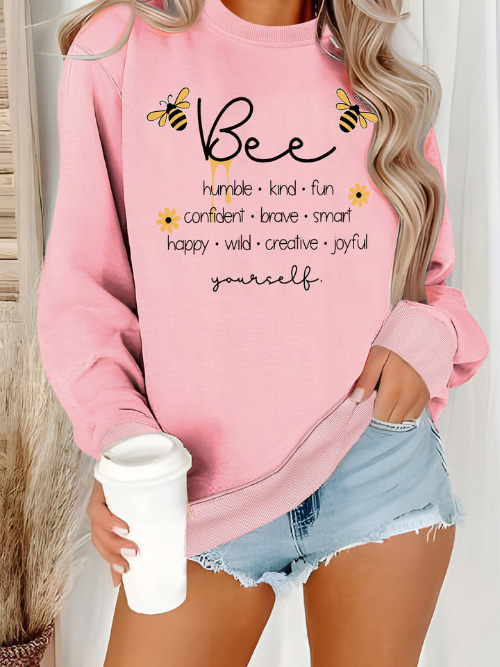 Damen Sweatshirt mit inspirierendem Bienenmotiv und positiven Affirmationen Drune