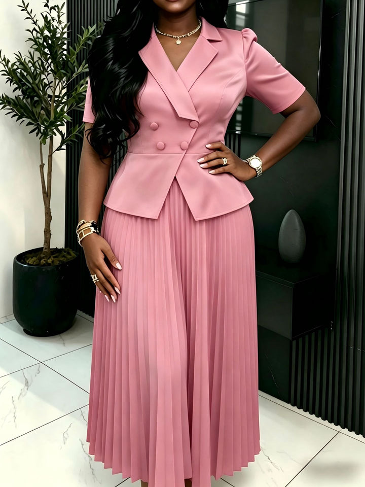 Damen elegantes Blazer-Kleid mit plissiertem Rock Drune